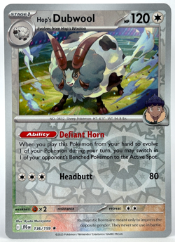 DUBWOOL Rare Reverse Holo Sword Shield Crown Zenith 136/159 Pokemon - Image 1