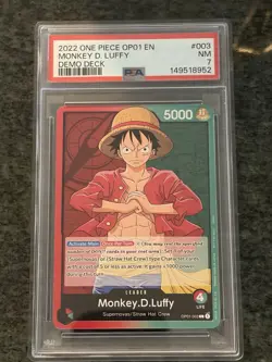 2022 ONE PIECE OP01-ROMANCE DAWN 003 MONKEY D. LUFFY PRE ERRATA PSA 7 - Image 3