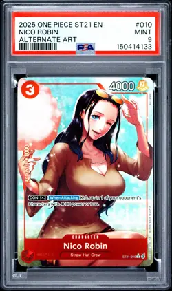2025 ONE PIECE STARTER DECK ST21-EX GEAR 5 ALTERNATE ART #010 NICO ROBIN PSA 9 - Image 1