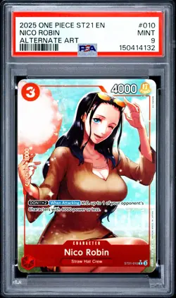 2025 ONE PIECE STARTER DECK ST21-EX GEAR 5 ALTERNATE ART #010 NICO ROBIN PSA 9 - Image 1