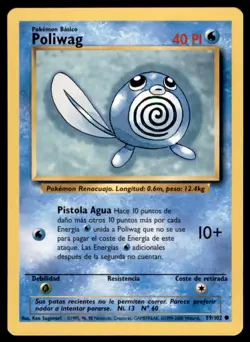 2000 Pokemon Base Unlimited Poliwag Spanish #59 Vintage - Image 1