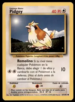 2000 Pokemon Base Unlimited Pidgey Spanish #57 Vintage - Image 1