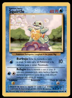 2000 Pokemon Base Unlimited Squirtle Spanish #63 Vintage - Image 1