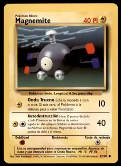 2000 Pokemon Base Unlimited Magnemite Spanish #53 Vintage - Image 1
