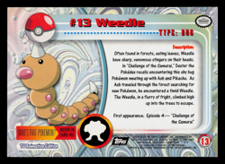 NM - Pokemon Topps Weedle #13 TV Animation Edition Sunrays Silver Foil - Image 2