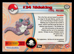 LP - Pokemon Topps Nidoking #34 TV Animation Edition Sunrays Silver Foil - Image 2