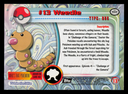 NM - Pokemon Topps Weedle #13 TV Animation Edition Flames Silver Foil - Image 2