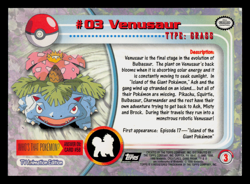 LP - Pokemon Topps Venusaur #03 TV Animation Edition Sunrays Silver Foil - Image 2