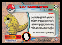 MP - Pokemon Topps Sandshrew #27 TV Animation Edition Smooth Foil - Image 2