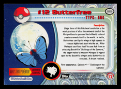 LP - Pokemon Topps Butterfree #12 TV Animation Edition Sunrays Silver Foil - Image 2