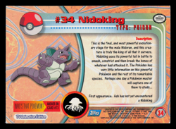 MP - Pokemon Topps Nidoking #34 TV Animation Edition Smooth Foil - Image 2