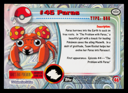 MP - Pokemon Topps Paras #46 TV Animation Edition Sunrays Silver Foil - Image 2
