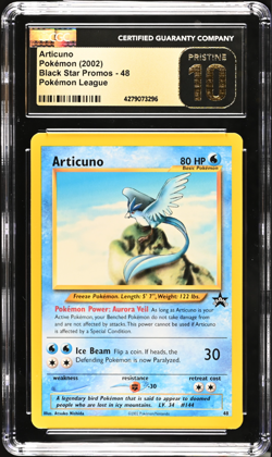 CGC PRISTINE 10 Articuno Pokemon WOTC Black Star Promo 48 POP 17 - Image 1