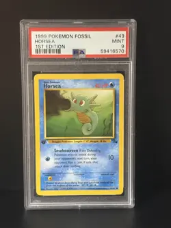 1999 POKEMON FOSSIL 1ST EDITION #49 HORSEA PSA 9 - Image 1