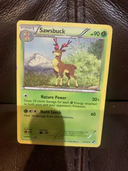 Pokemon TCG Sawsbuck 14/114 Black & white base (DMG) - Image 1