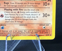 1999-2000 Pokemon Dark Flareon 1st Edition Regular 35/82 LP - Image 5