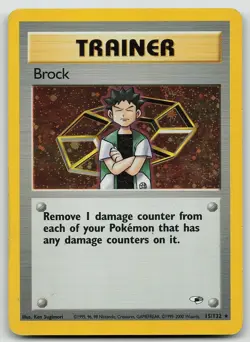 Pokemon Brock 15/132 Gym Heroes Rare Unlimited Holo MP - Image 1