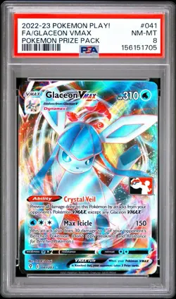 Pokemon Play! Prize Pack Glaceon Vmax PSA 8 Evolving Skies 041 - Image 1