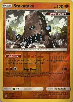 Stakataka Reverse Holo Holo Rare Unbroken Bonds 106/214 Pokemon Near Mint - Image 1