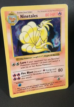 NINETALES 1999 POKEMON BASE SET RARE HOLO SHADOWLESS 12/102 - Image 2