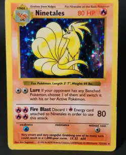 NINETALES 1999 POKEMON BASE SET RARE HOLO SHADOWLESS 12/102 - Image 4