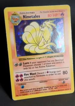 NINETALES 1999 POKEMON BASE SET RARE HOLO SHADOWLESS 12/102 - Image 5