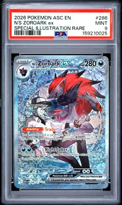 2026 POKEMON ASC EN-ASCENDED HEROES #286 N'S ZOROARK EX PSA 9 - Image 1