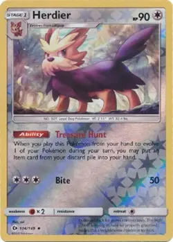 Herdier 104/149 Sun & Moon Reverse Holo Uncommon NM Pokemon DNA GAMES - Image 1