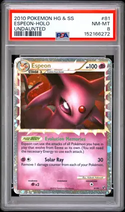 2010 POKEMON HEARTGOLD & SOULSILVER UNDAUNTED #81 ESPEON-HOLO PSA 8 - Image 1