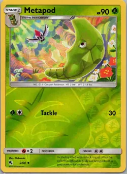Pokemon TCG Metapod 2/68 Hidden Fates Rev Holo NM - Image 1