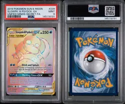 2019 POKEMON SUN & MOON UNIFIED MINDS #239 FULL ART/SLOWPOKE & PSYDUCK GX PSA 9 - Image 3