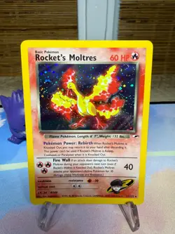 Rocket's Moltres 012/132 Gym Heroes Holo Pokemon TCG WOTC Vintage SWIRL!!! - Image 1