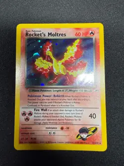 Rocket's Moltres 012/132 Gym Heroes Holo Pokemon TCG WOTC Vintage SWIRL!!! - Image 2