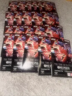 Bandai One Piece OP-16 The Time Of Battle Sleeved Booster Pack Lot Of 20 English - Image 1