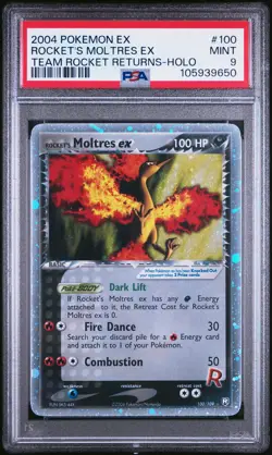 PSA 9 ROCKET'S MOLTRES ex 100/109 | Team Rocket Returns Holo Pokemon Card - Image 1