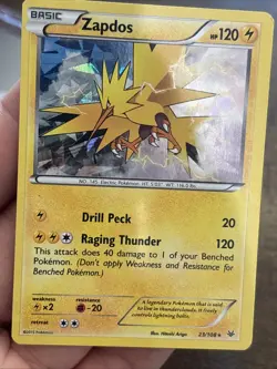 Pokemon TCG Zapdos Holo Rare Card 23/108 Roaring Skies Cracked Ice Foil - Image 1