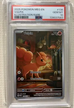 Pokemon TCG 2025 MEG EN Vulpix Illustration Rare Holo 138/132 PSA 10 - Image 1
