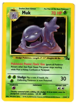 Pokemon TCG Muk 13/62 Holo Rare Fossil LP - Image 1