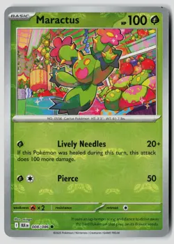 Maractus (Master Ball Pattern) 008/086 Holo Common Black Bolt Pokemon LP - Image 1