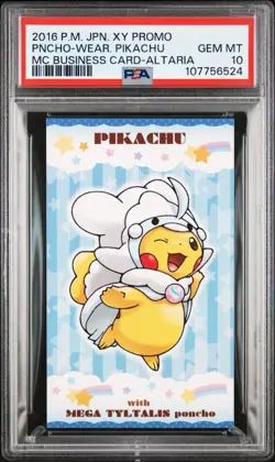 Pokemon Business Card Japanese Poncho Wearing Pikachu PSA 10 GEM MT Mega Altaria - Image 3