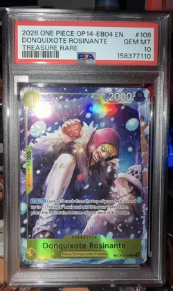 One Piece Card Game Donquixote Rosinante OP14-EB04 #108 PSA 10 Treasure Rare - Image 4