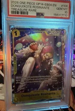 One Piece Card Game Donquixote Rosinante OP14-EB04 #108 PSA 10 Treasure Rare - Image 5
