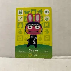055 Snake Amiibo Card #55 Series 1 Animal Crossing Nintendo Switch NA Region - Image 1