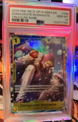One Piece Card Game Donquixote Rosinante OP14-EB04 #108 PSA 10 Treasure Rare - Image 5