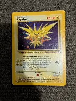Zapdos - 15/62 - Pokemon Fossil Unlimited Holo Rare Card WOTC NM - Image 1