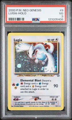 PSA 3 Lugia Holo 9/111 Neo Genesis 2000 Pokemon TCG Rare Vintage WOTC - Image 1