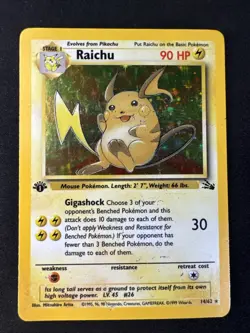 Raichu 14/62 Fossil Holo 1st Edition Pokemon - Image 1