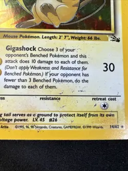 Raichu 14/62 Fossil Holo 1st Edition Pokemon - Image 3
