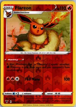 2020 Sword & Shield - Vivid Voltage Flareon Reverse Holo #26 - Image 1
