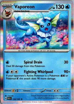 2023 Scarlet & Violet Series - Scarlet & Violet - 151 Vaporeon Rare #134 - Image 1
